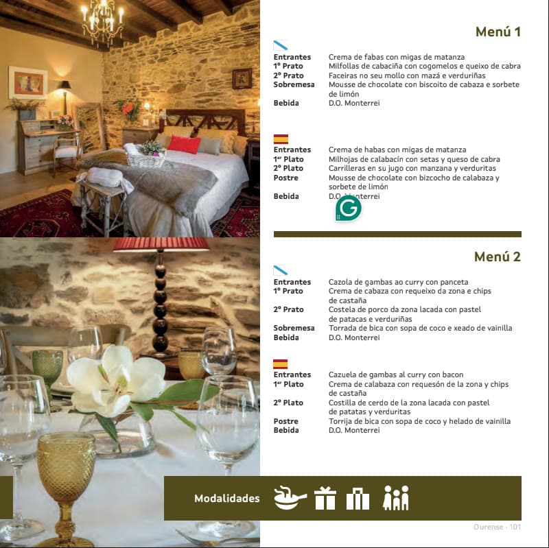 Menús del Otoño Gastronómico de Casa Ramirás en Ourense